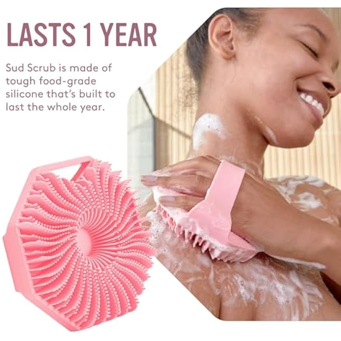 Khazna Silicone Body Scrubber for Sensitive Skin, Eco-Friendly, Lathers Well, and Charcoal-Infused for a Deep Clean,Get Softer, Healthier Skin (Pink) - Image 3